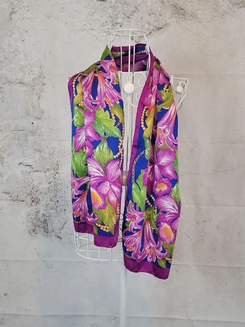 Unbranded Scarf Tropical Floral Vintage 80s One Size 53